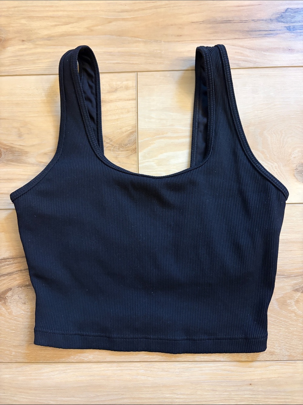 Aerie Black Ribbed Crop Tank Top
